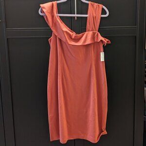 NWT - Lark & Ro Women's Asymmetrical Flounce Neckline Sheath Dress
